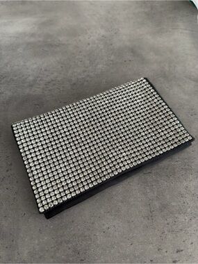 💎 BN Crystal Rhinestone Evening Clutch Wallet - Silver on Black